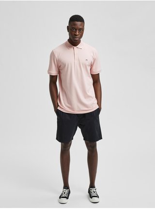 Světle růžové polo tričko Selected Homme Aze
