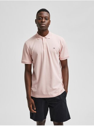 Světle růžové polo tričko Selected Homme Aze