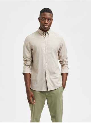 Béžová košeľa Selected Homme Slim Flannel