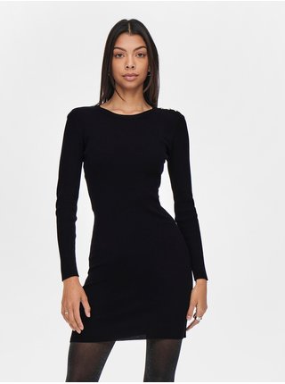 Čierne rebrované svetrové šaty Jacqueline de Yong Plum