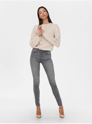 Světle šedé skinny fit džíny s vyšisovaným efektem Jacqueline de Yong New Nikki