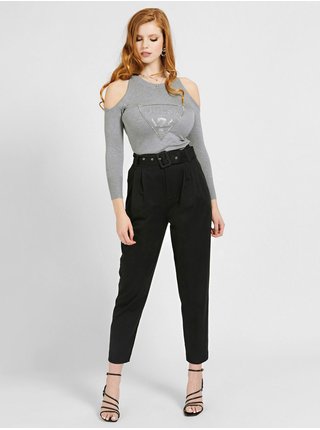 Guess sivé sveter Cut-Out Sleeves Triangle Logo