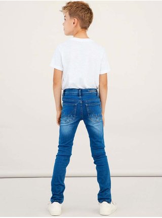 Modré klučičí slim fit džíny s vyšisovaným efektem name it Theo