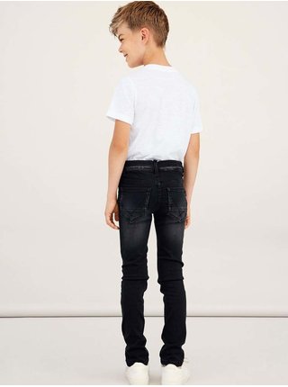 Černé klučičí slim fit džíny s vyšisovaným efektem name it Theo