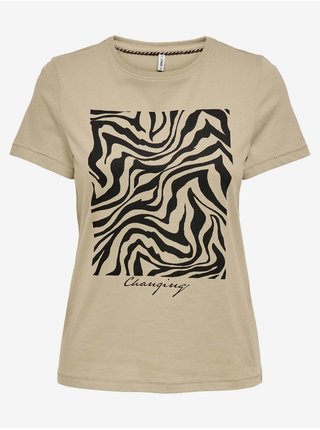 Béžové dámské vzorované tričko ONLY Zenia