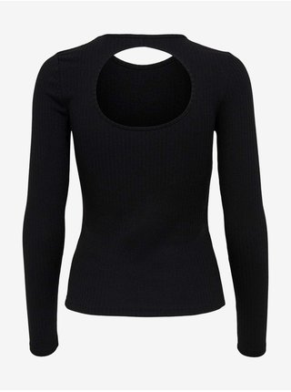 Černé dámské žebrované tričko s průstřihem na zádech ONLY Nella