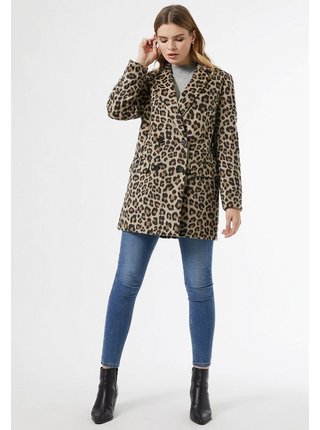Svetlohnedý kabát s leopardím vzorom Dorothy Perkins