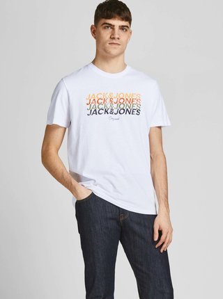 Bílé vzorované tričko Jack & Jones Brady