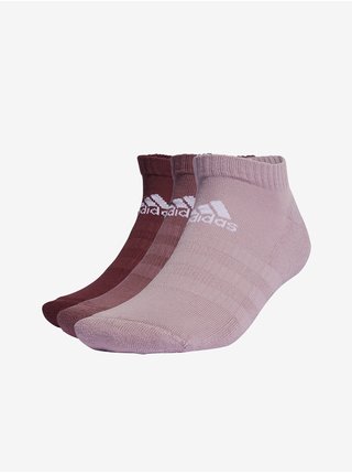 Sada tří párů dámských ponožek v růžové a vínové barvě adidas Performance