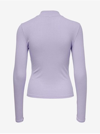 Světle fialové žebrované tričko se stojáčkem JDY Fransiska