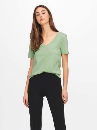 Světle zelené basic tričko Jacqueline de Yong Farock