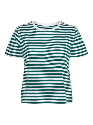 Bílo-zelené pruhované tričko Noisy May Alice
