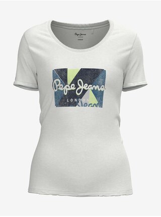 Bílé dámské tričko s potiskem Pepe Jeans Dafne