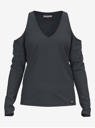 Tmavě šedé dámské tričko s odhalenými rameny Pepe Jeans Cora