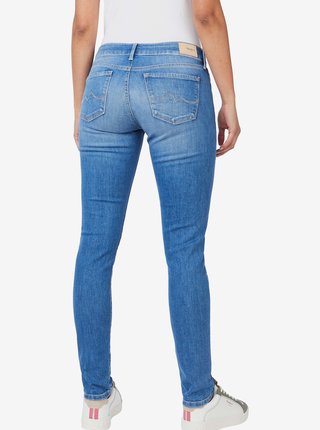 Modré dámské skinny fit džíny s vyšisovaným efektem Pepe Jeans Soho