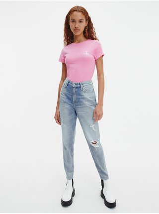 Sada dvou dámských triček v růžové a bílé barvě Calvin Klein