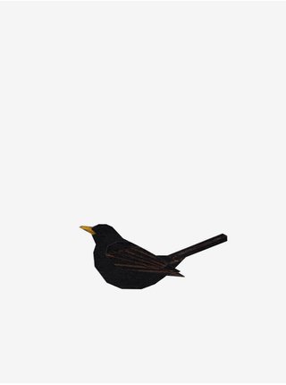 Černá dřevěná brož s motivem BeWooden Blackbird Brooch