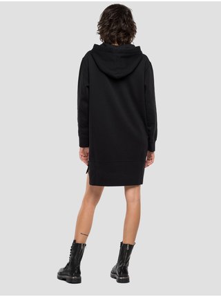 Černé dámské vzorované mikinové šaty s kapucí Replay