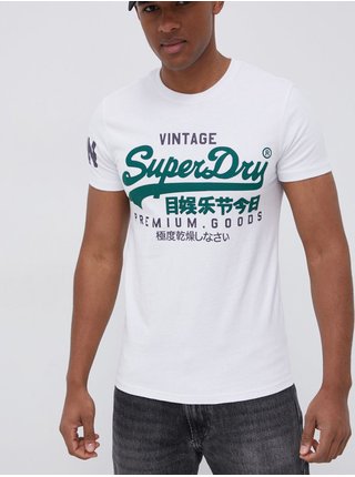 Bílé pánské tričko s potiskem Superdry Vl Ns Tee 220 Oc 