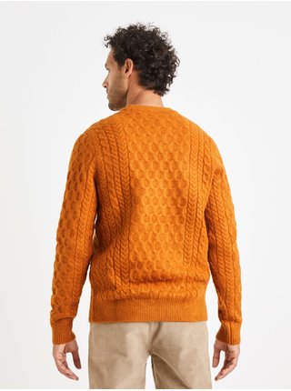 Oranžový pánsky pletený sveter Celio Veceltic