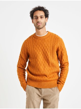 Oranžový pánský pletený svetr Celio Veceltic 