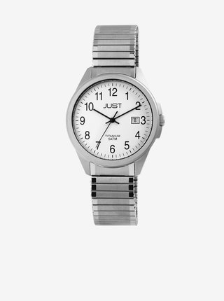 Pánské hodinky s kovovým páskem ve stříbrné barvě Just  