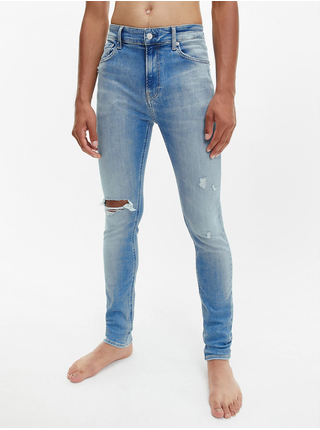 Světle modré pánské skinny fit džíny s vyšisovaným efektem Calvin Klein Jeans
