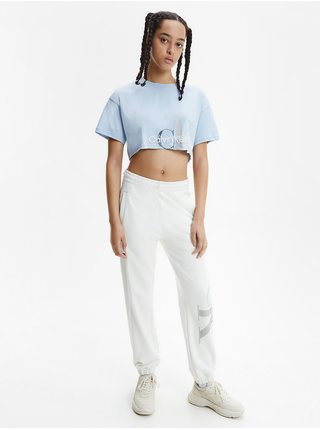 Bílé dámské vzorované tepláky Calvin Klein Jeans