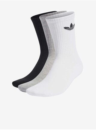 Sada troch párov ponožiek v čiernej, šedej a bielej farbe adidas Originals