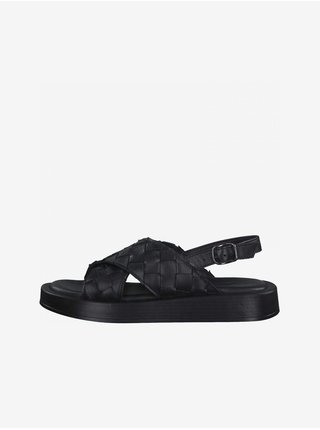 Černé dámské kožené sandály Tamaris