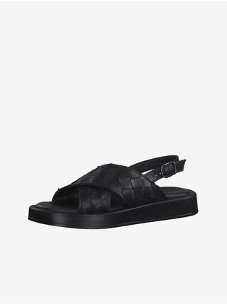 Černé dámské kožené sandály Tamaris