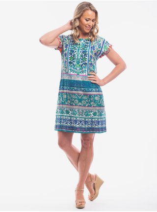 Modré vzorované dámské letní šaty Orientique Ibiza Green