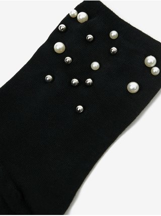 Černé dámské ponožky s ozdobnými detaily CAMAIEU