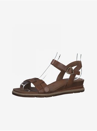 Hnedé kožené sandále Tamaris