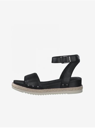 Černé kožené sandály Tamaris