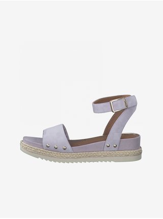 Světle fialové kožené sandály Tamaris