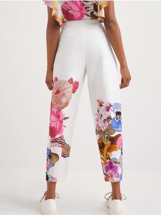 Bílé dámské květované kalhoty Desigual Lil 