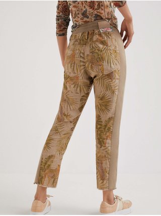 Khaki dámské vzorované kalhoty Desigual Jungle