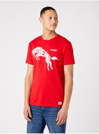 Červené pánske tričko s potlačou Wrangler