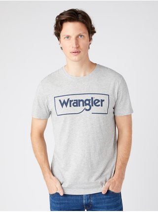 Svetlošedé pánske tričko s nápisom Wrangler