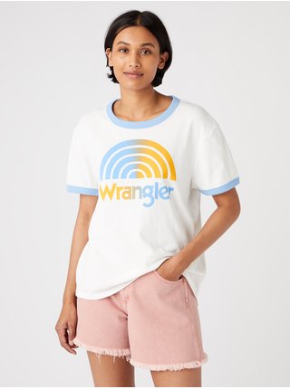 Modro-biele dámske tričko s potlačou Wrangler