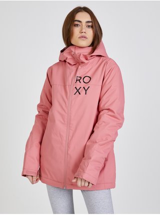 Růžová dámská vzorovaná zimní bunda s kapucí Roxy Galaxy