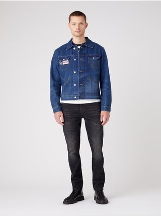 Tmavě modrá pánská vzorovaná džínová bunda Wrangler
