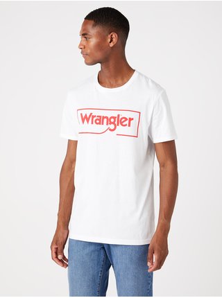 Bílé pánské tričko s potiskem  Wrangler