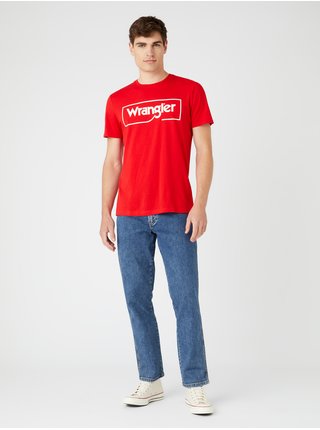 Červené pánské tričko s potiskem  Wrangler
