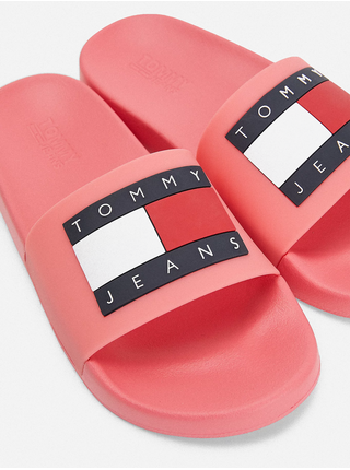 Růžové dámské vzorované pantofle Tommy Jeans
