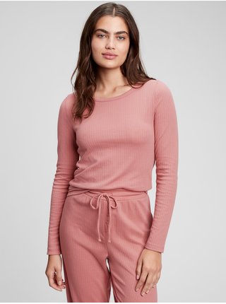 Růžové dámské žebrované pyžamové tričko GAP