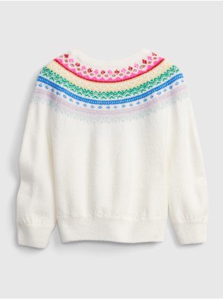 Bílý holčičí svetr pletený se vzorem GAP