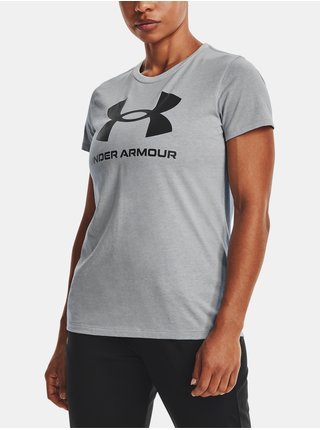 Světle šedé sportovní tričko Under Armour UA W SPORTSTYLE LOGO SS