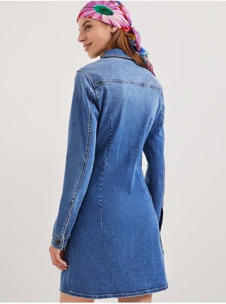 Modré dámské džínové šaty Desigual Mickey Patch